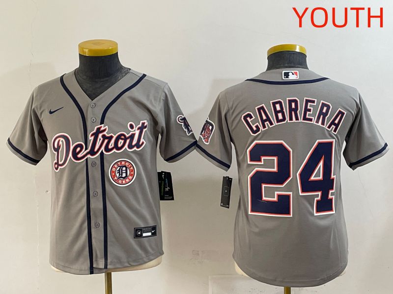 Youth 2025 Detroit Tigers #24 Cabrera Grey Game Nike MLB Jersey style 8->youth mlb jersey->Youth Jersey